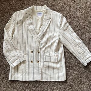 Old Navy double breasted linen blend suit blazer women’s size Large